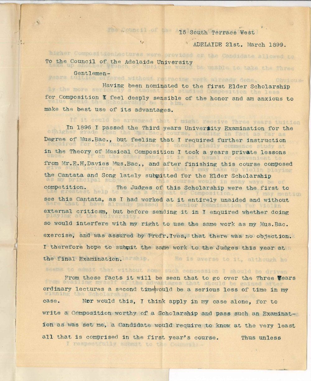 Miss Florence E Cooke - Adelaide - Concerning Elder Scholarship