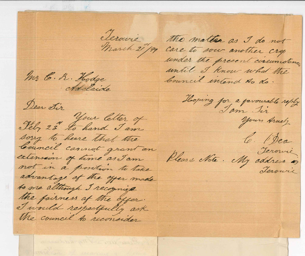 L A Parken and P Whelan and C O Dea - Terowie - Concerning arrears in Rent
