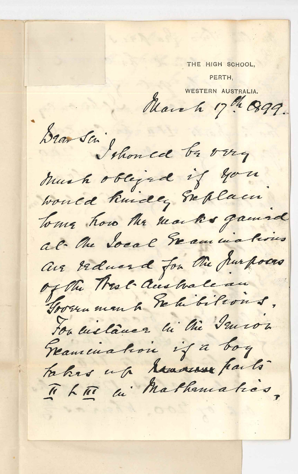 F C Faulkner - The High School - Perth WA - Marks in Junior and Senior Examinations