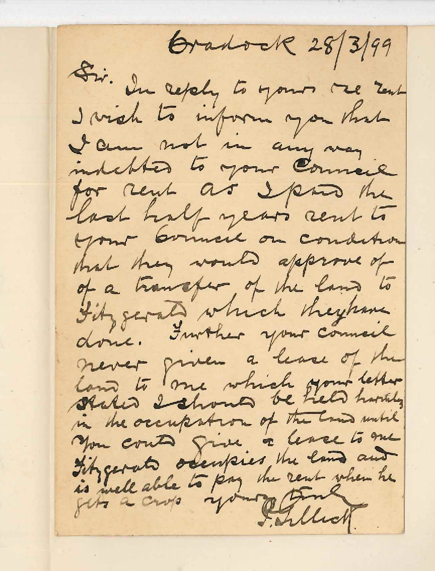 Patrick Gillick - Cradock - Concerning transfer of Land to Fitzgerald