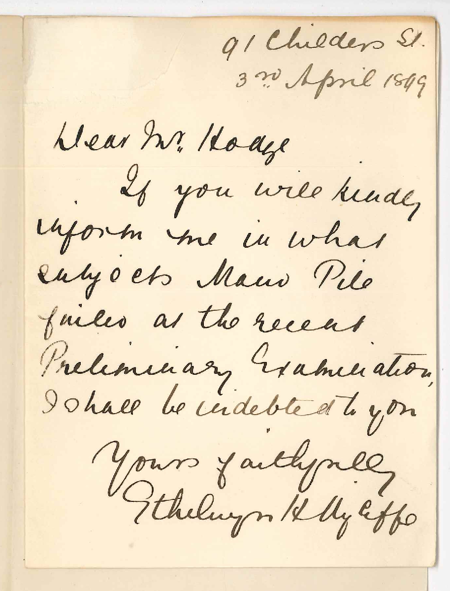 Miss E H Ayliffe - North Adelaide - Failure of Maud Pile in Preliminary