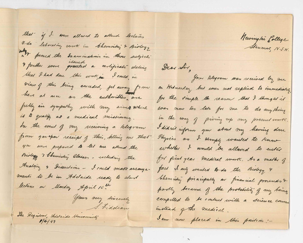 S Fiddian - Stanmore NSW - Concerning admission ad eundem statum