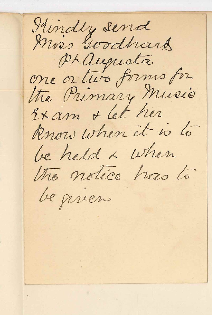 Miss Goodhart - Port Augusta -  Primary music exam form