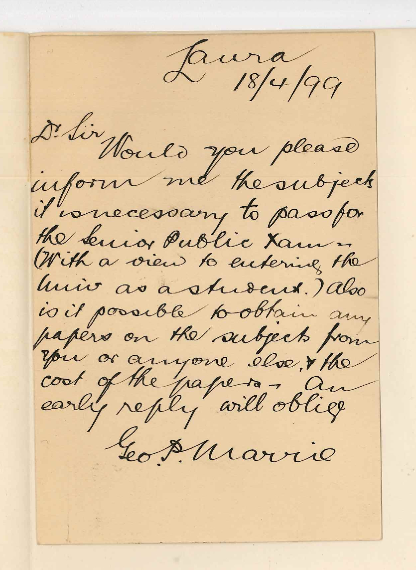 George P Marrie - Laura - Concerning Senior Public examination