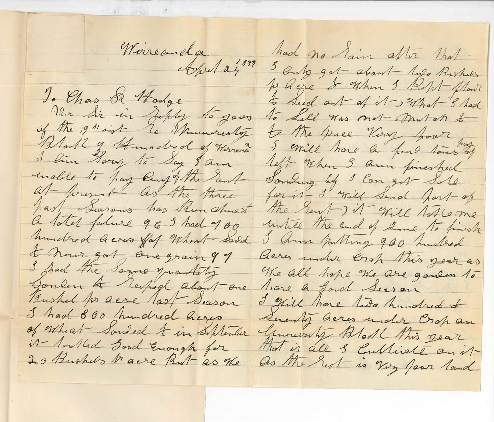 Maurice Fitzgerald - Wirreanda - Arrears of rent