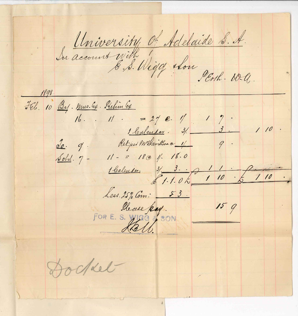 E S Wigg and Son - Perth - Statement of Pamphlet Account