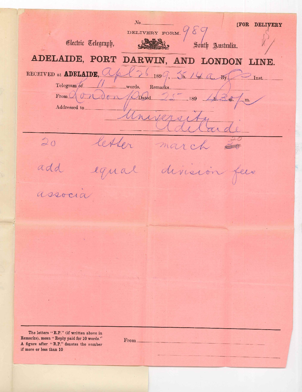 Associated Board - London - Concerning agreement between Associated Board and University of Adelaide