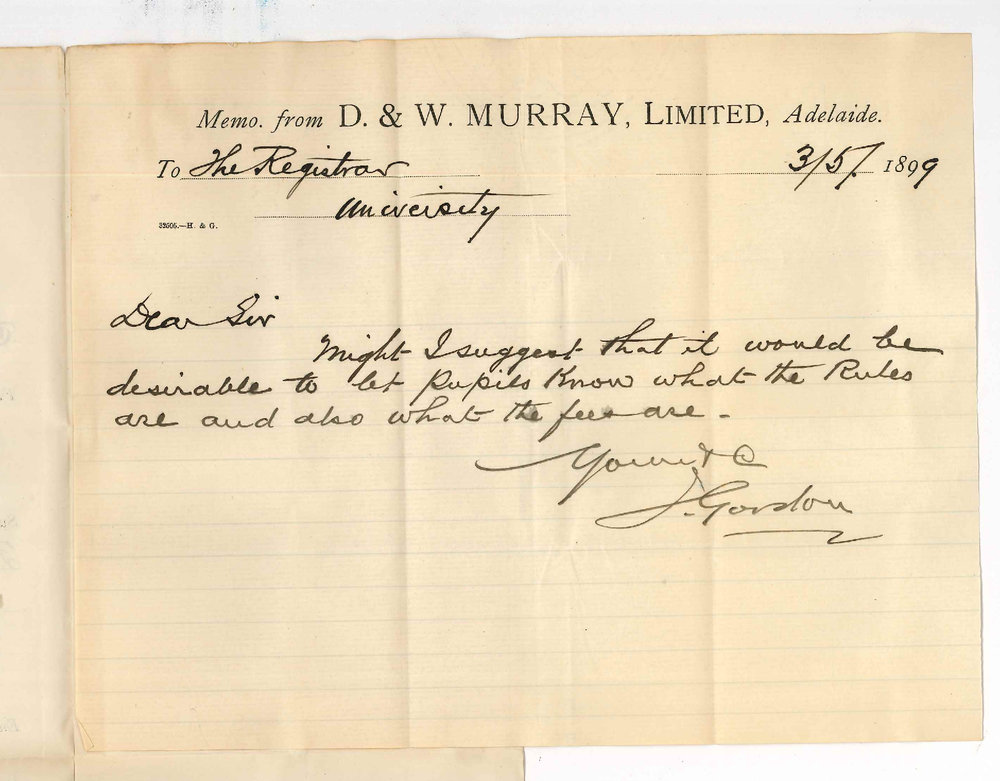 J Gordon - Adelaide - Conservatorium Fees