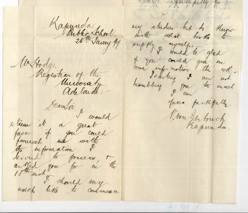 V von Bertouch - Kapunda - Concerning Higher Public Examinations