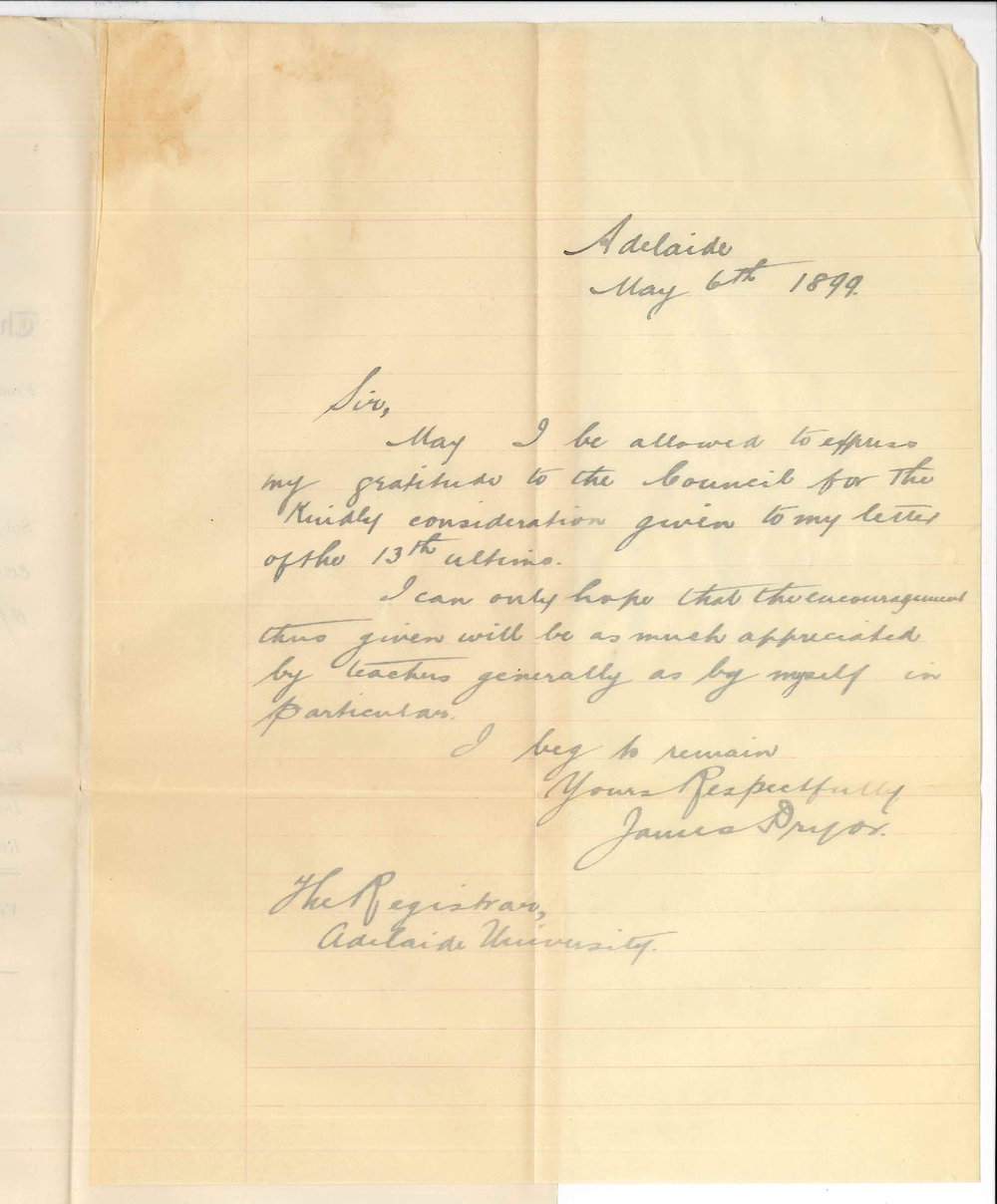 James Pryor - Adelaide - Thanks Council for the consideration given to his letter of 13th Ultimo