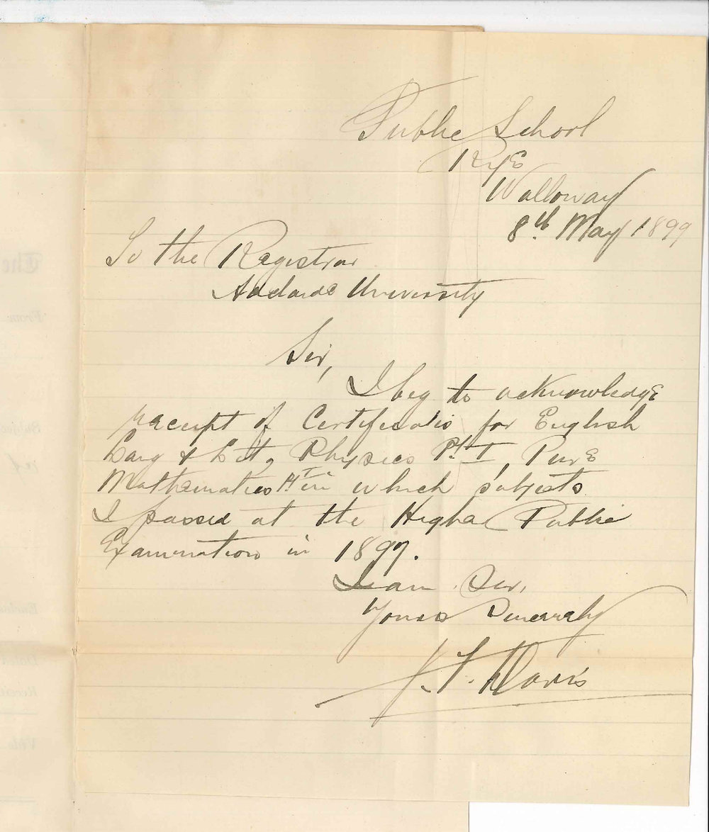 J F Davis - Public School Rye Walloway - Acknowledging receipt of Certificates