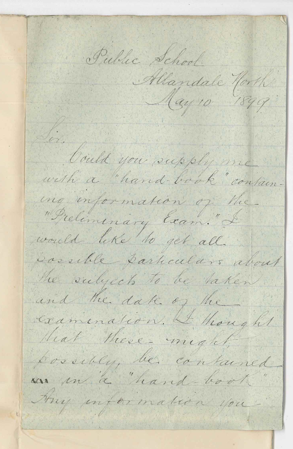 R Northey - Allandale North - Requesting Preliminary Exam pamphlet