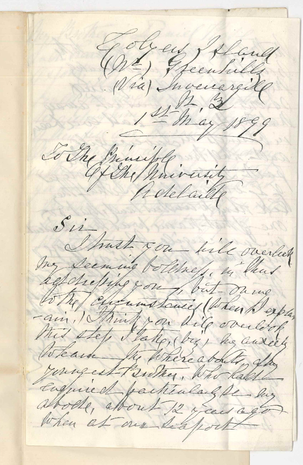 Mrs J Colyer - Colyer's Island NZ - Concerning whereabouts of her brother Daniel Rose