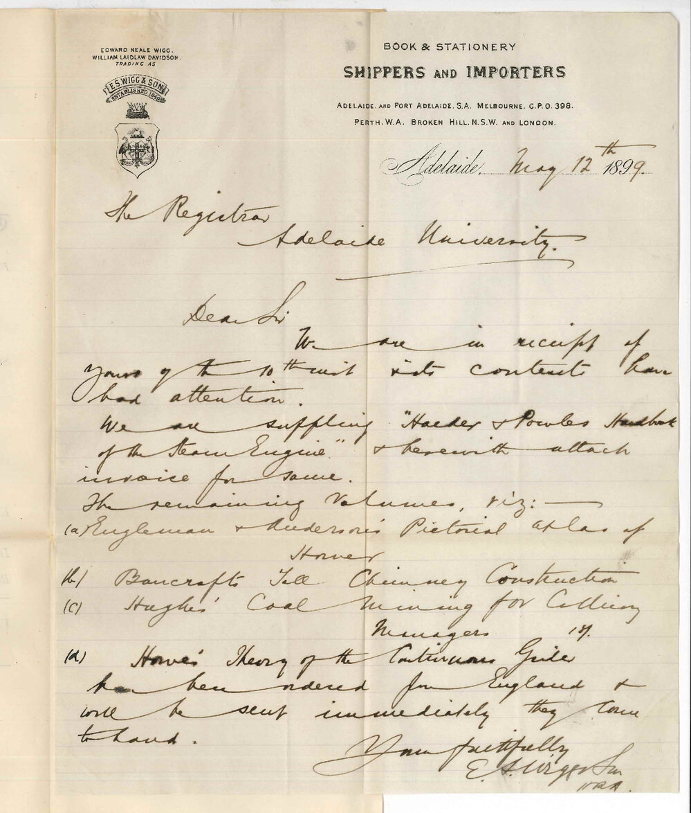 E S Wigg and Son - Adelaide - Books for library