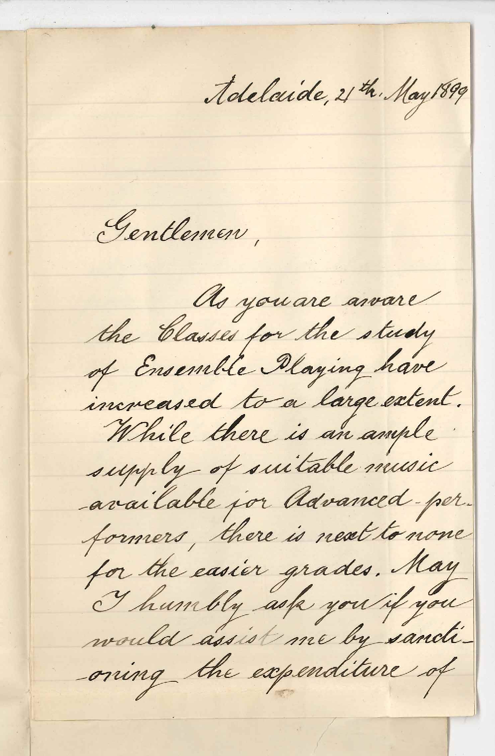 Hermann Kugelberg - Conservatorium - Expenditure for Ensemble Playing for the easier grades