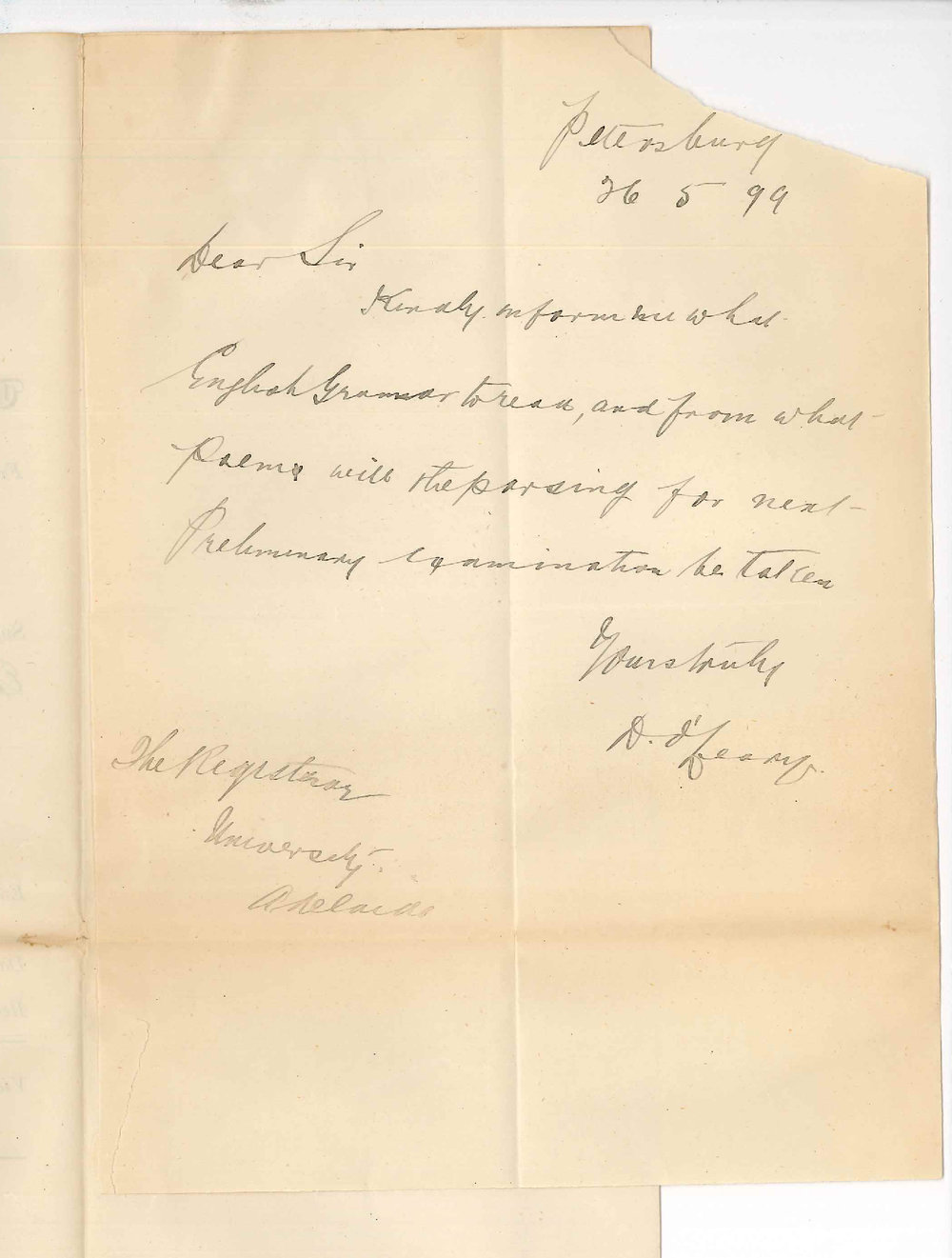 D O'Leary - Petersburg - Concerning next Preliminary Examination