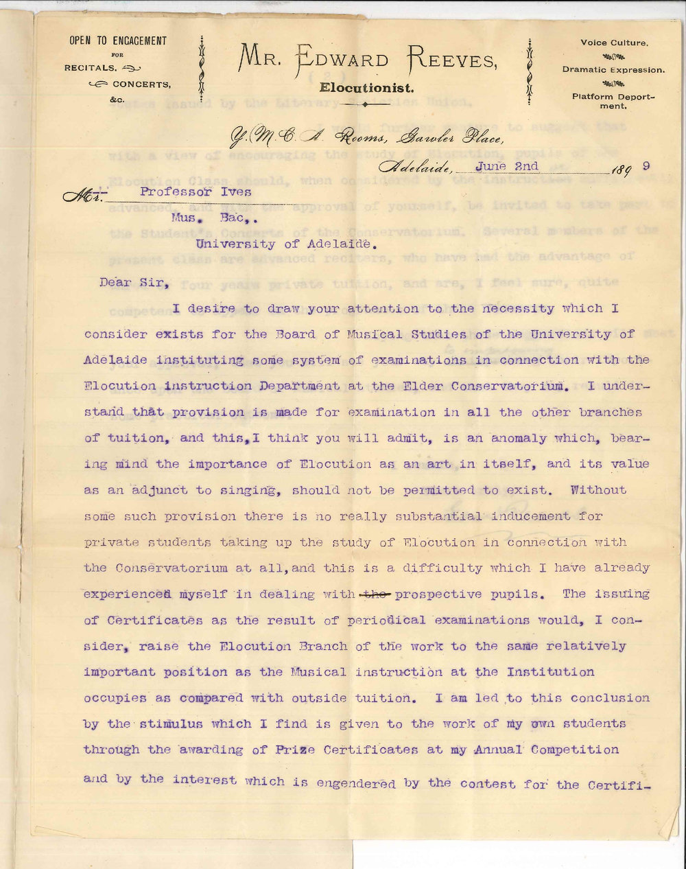 Edward Reeves - The University - Concerning Elocution Examinations