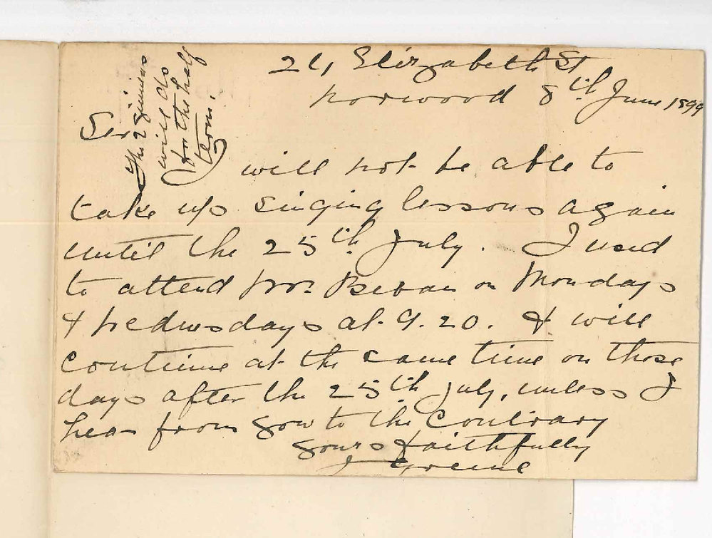 Miss Jane Greene - Norwood - Lessons at Conservatorium