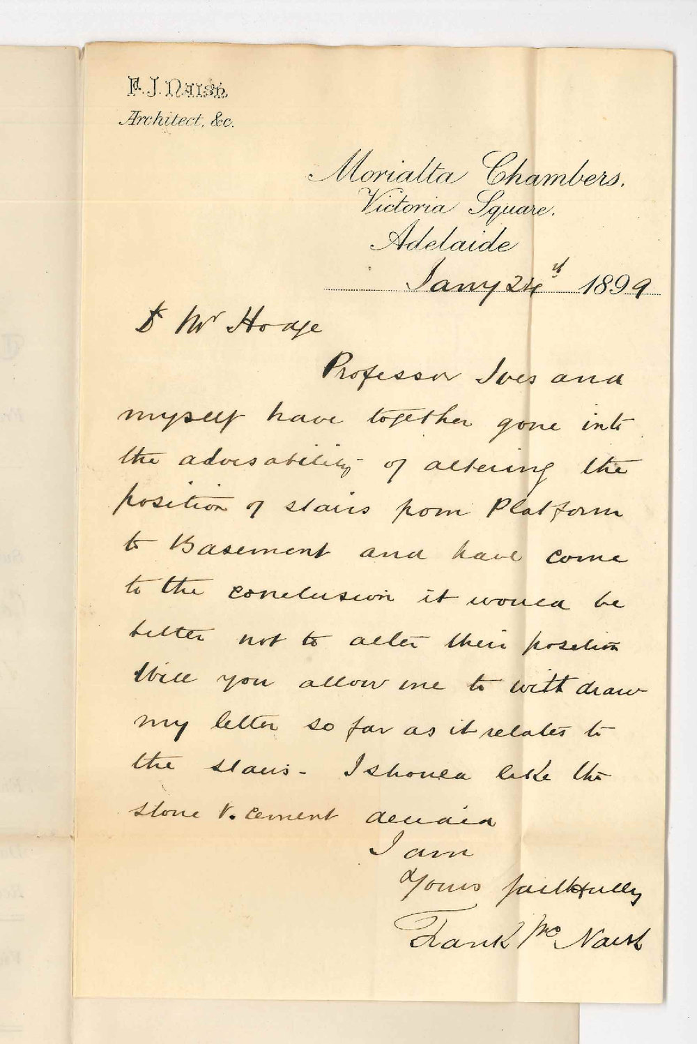 Frank John Naish - Victoria Square City - Concerning the Conservatorium Building