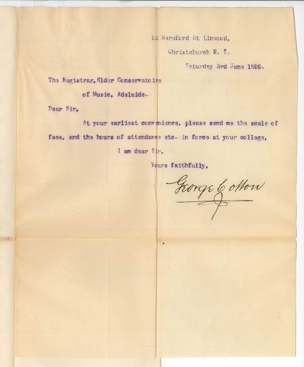 George Cotton - Christchurch NZ - Particulars of the Conservatorium