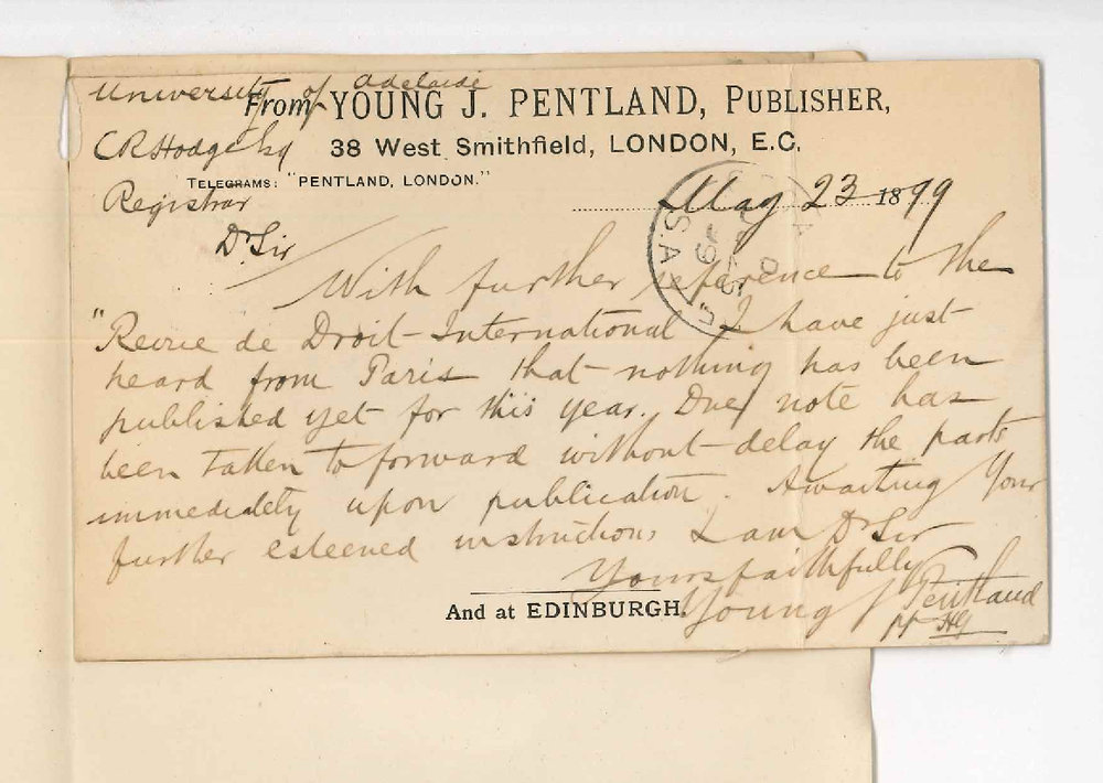 Young J Pentland - London - Concerning supply of Periodicals