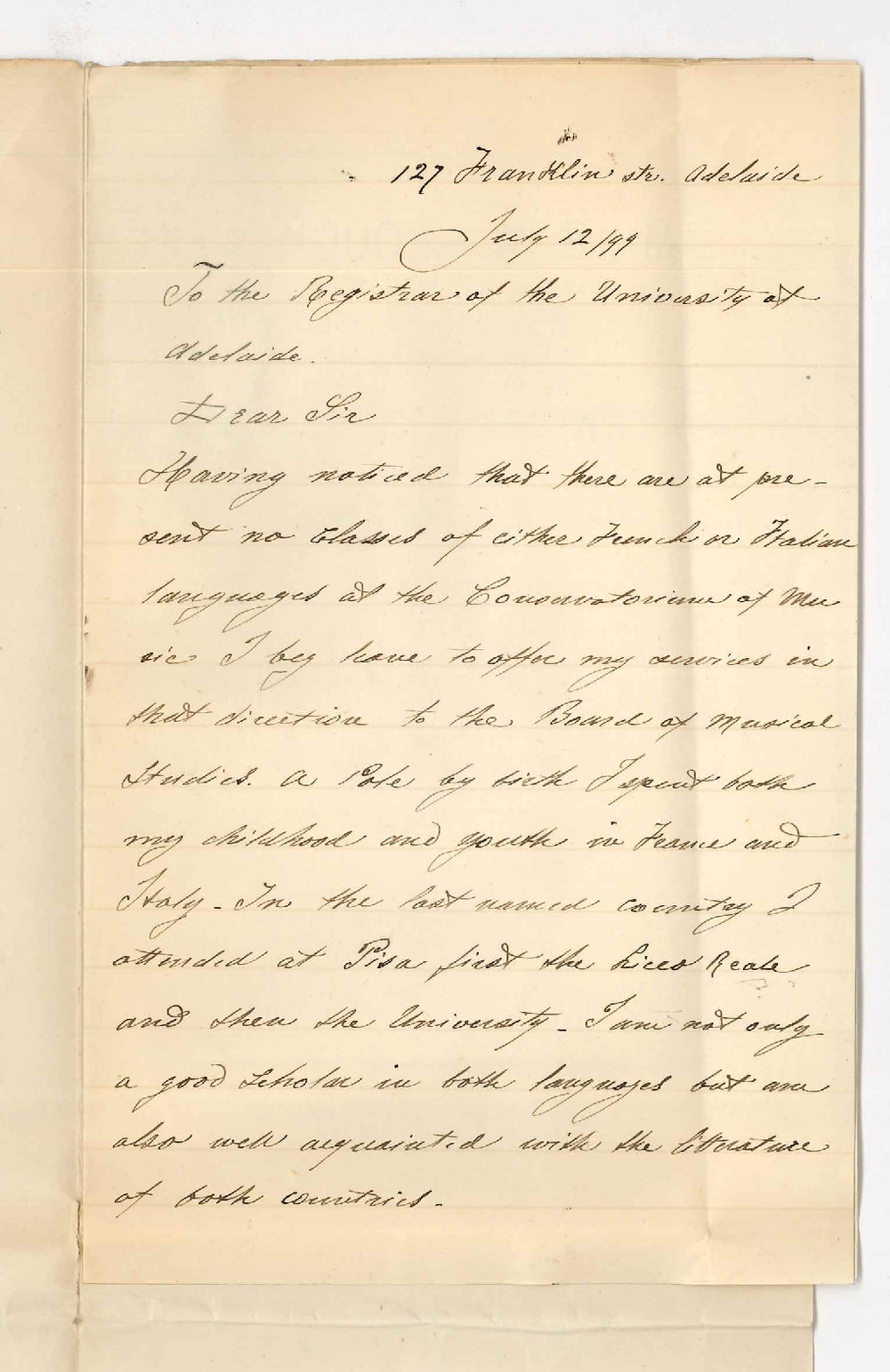 S M Ledochowski - Adelaide - Application Teacher of French and Italian at The Conservatorium