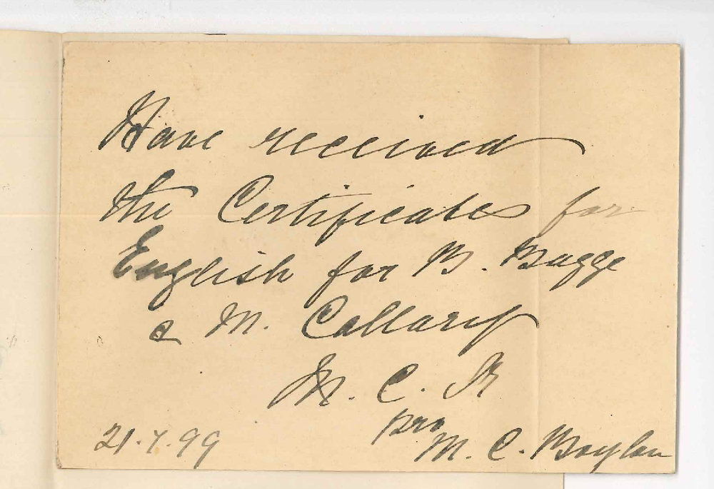 Dominican Convent Cabra - Goodwood - Acknowledging receipt of Certificates