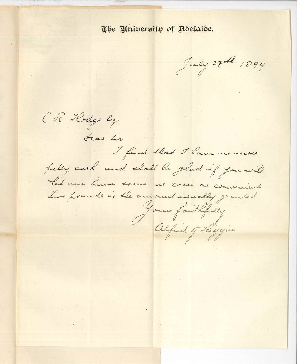 Alfred James Higgin - University - Request for Petty Cash