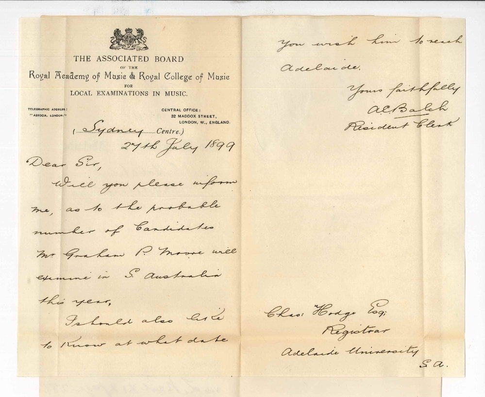 A E Balch - Sydney - Examinations in Music