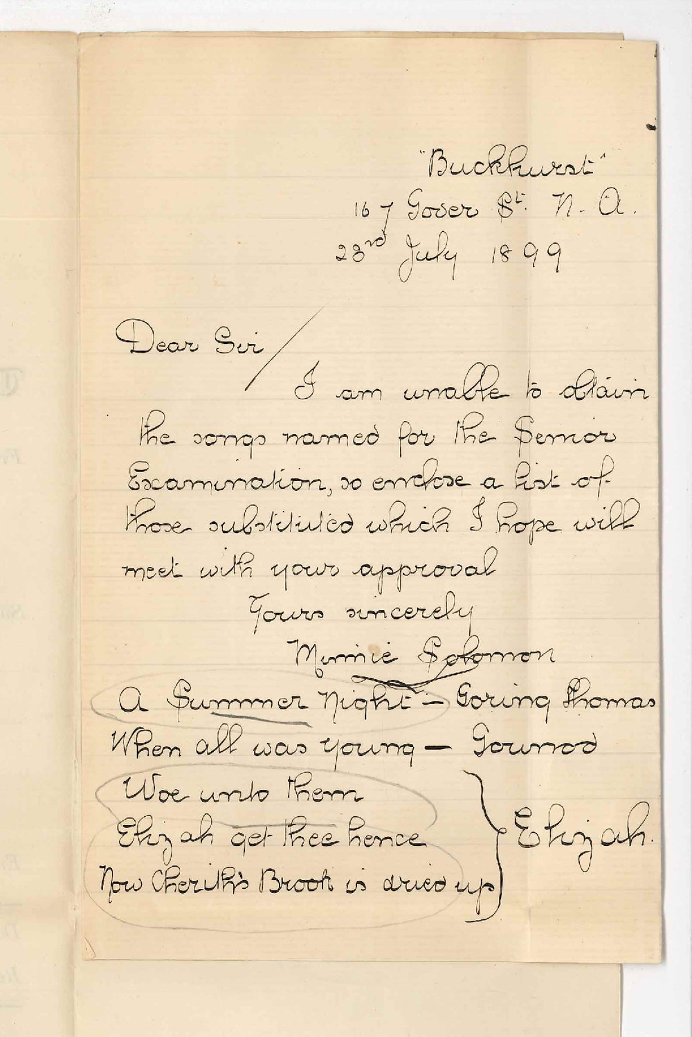 M Solomon - North Adelaide - Music for Examinations