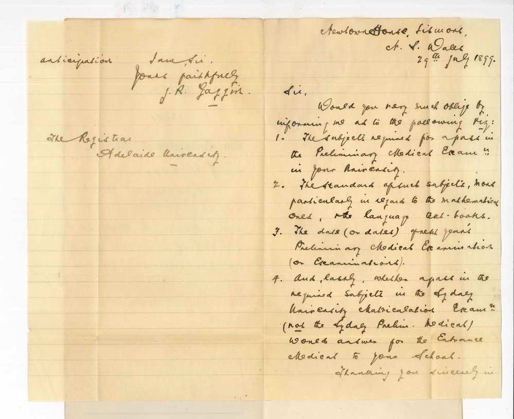 J R Gaggin - Lismore NSW - Entrance to Medical School