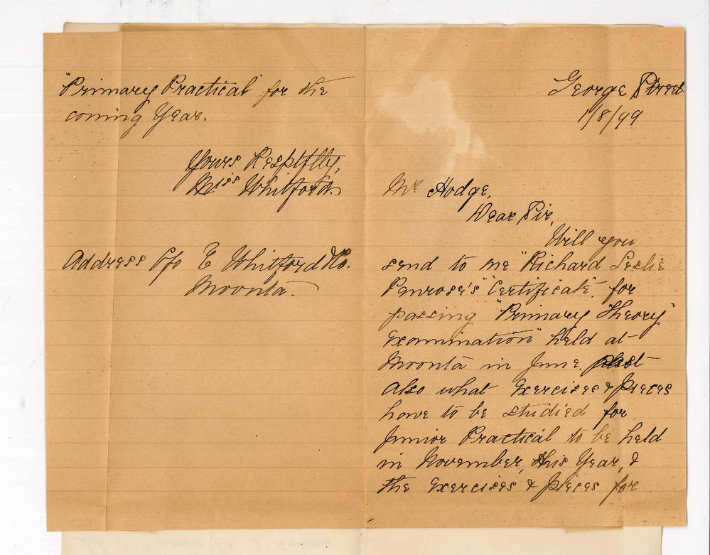 Miss Whitford - Moonta - Requesting Music Certificate and Information Music Examinations