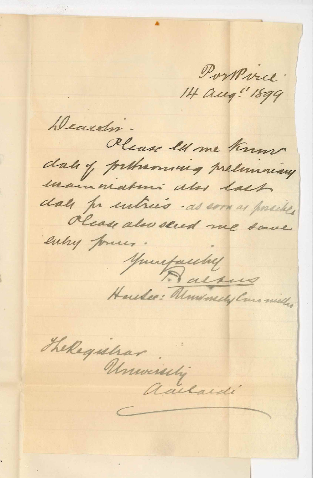 F Walters - Port Pirie - Preliminary Examination