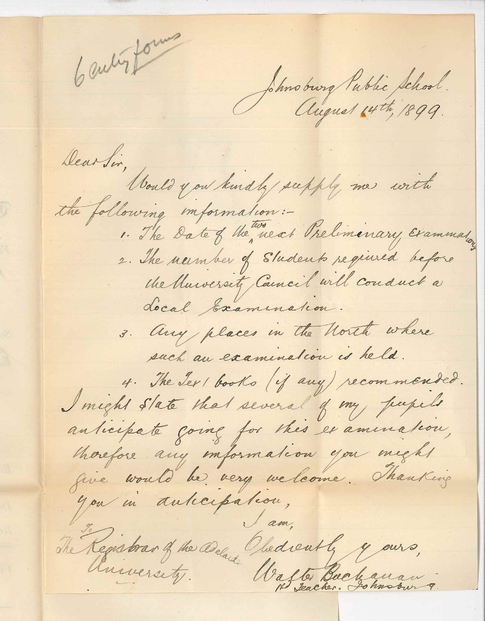 Walter Buchanan - Public School Johnsburg - Information Preliminary Examination