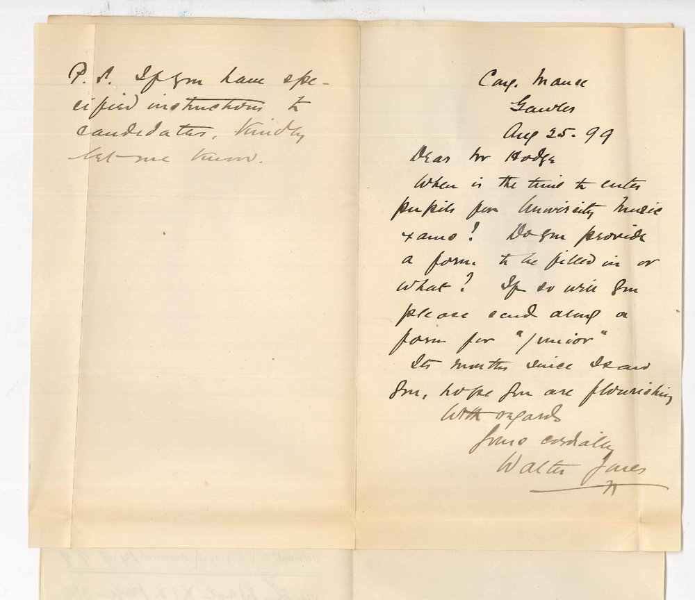 Reverend Walter Jones - Gawler - Music Examinations