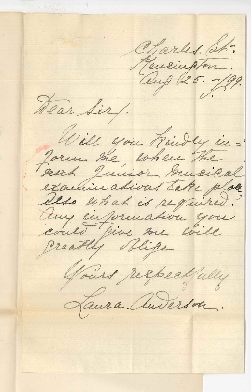 Miss Laura Anderson - Kensington - Music Examinations