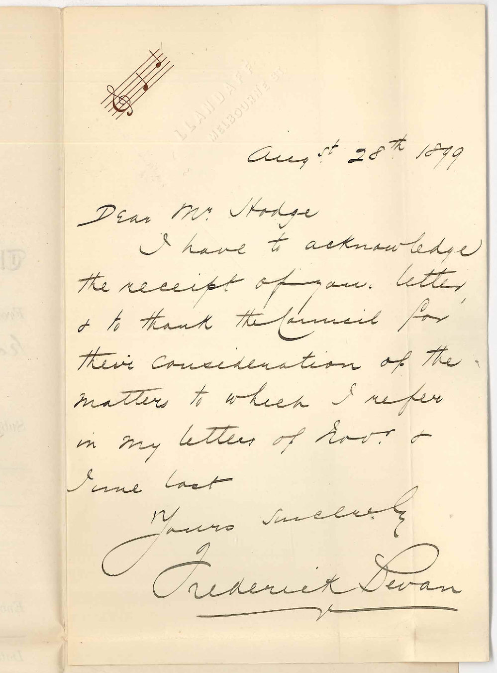 Frederick Bevan - North Adelaide - Thanking Council