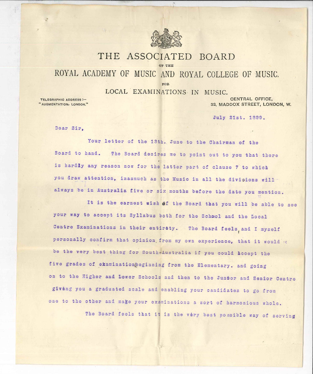 Samuel Aitken - Honorary Secretary - Associated Board - London - Concerning Music Examinations