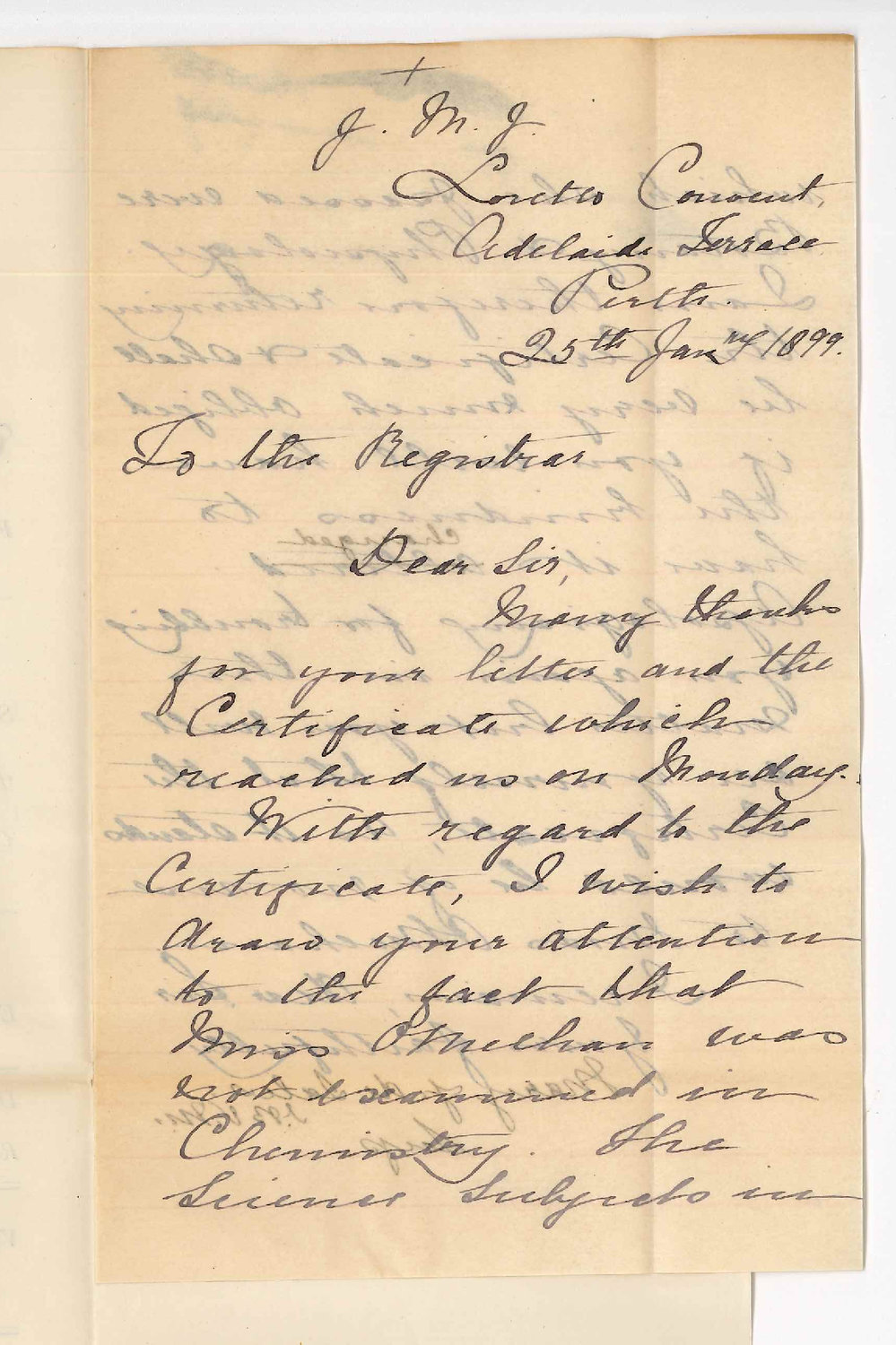 Loretto Convent - Perth - Thanks Certificate Miss Omechan error in name