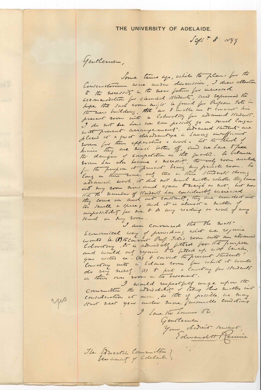 Professor Edward Henry Rennie - The University - Accommodation for Chemical Students