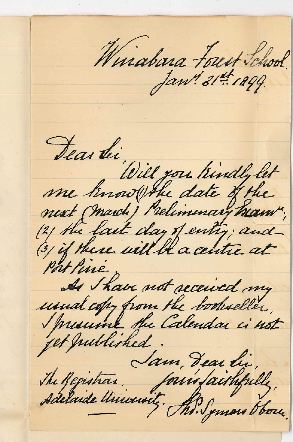 Thomas Symons Oborn - Wirrabara - Concerning March Preliminary Examination