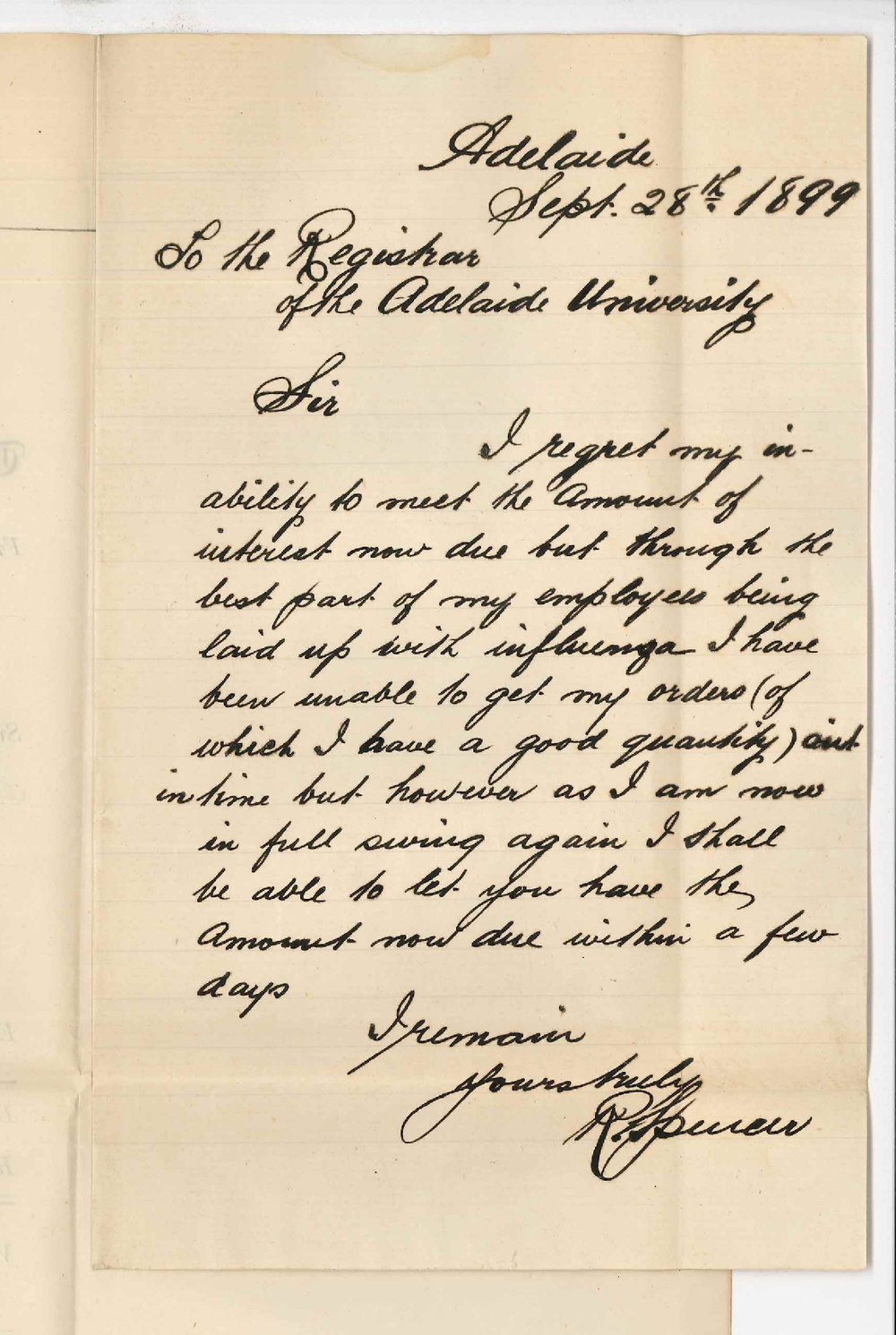 R Spencer - Adelaide - Unable to pay interest at present