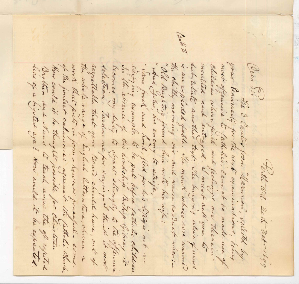 Reverend A Bourke - Vicar General - Perth WA - Concerning Textbook Marmion for Public Examination