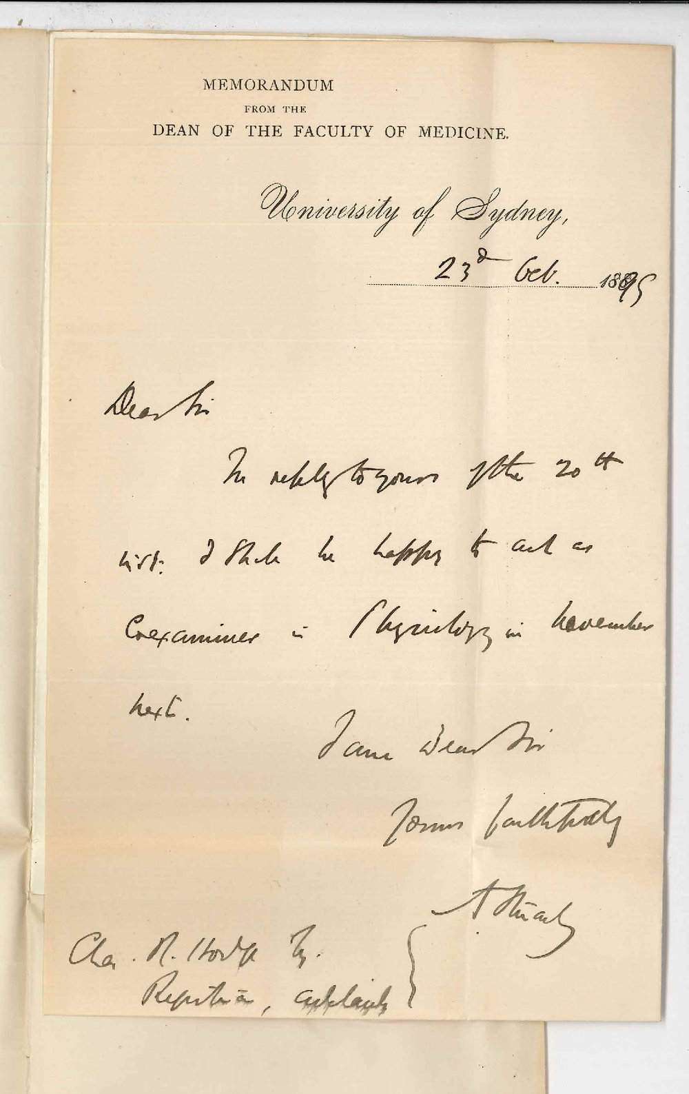 Examiners - Consenting to act