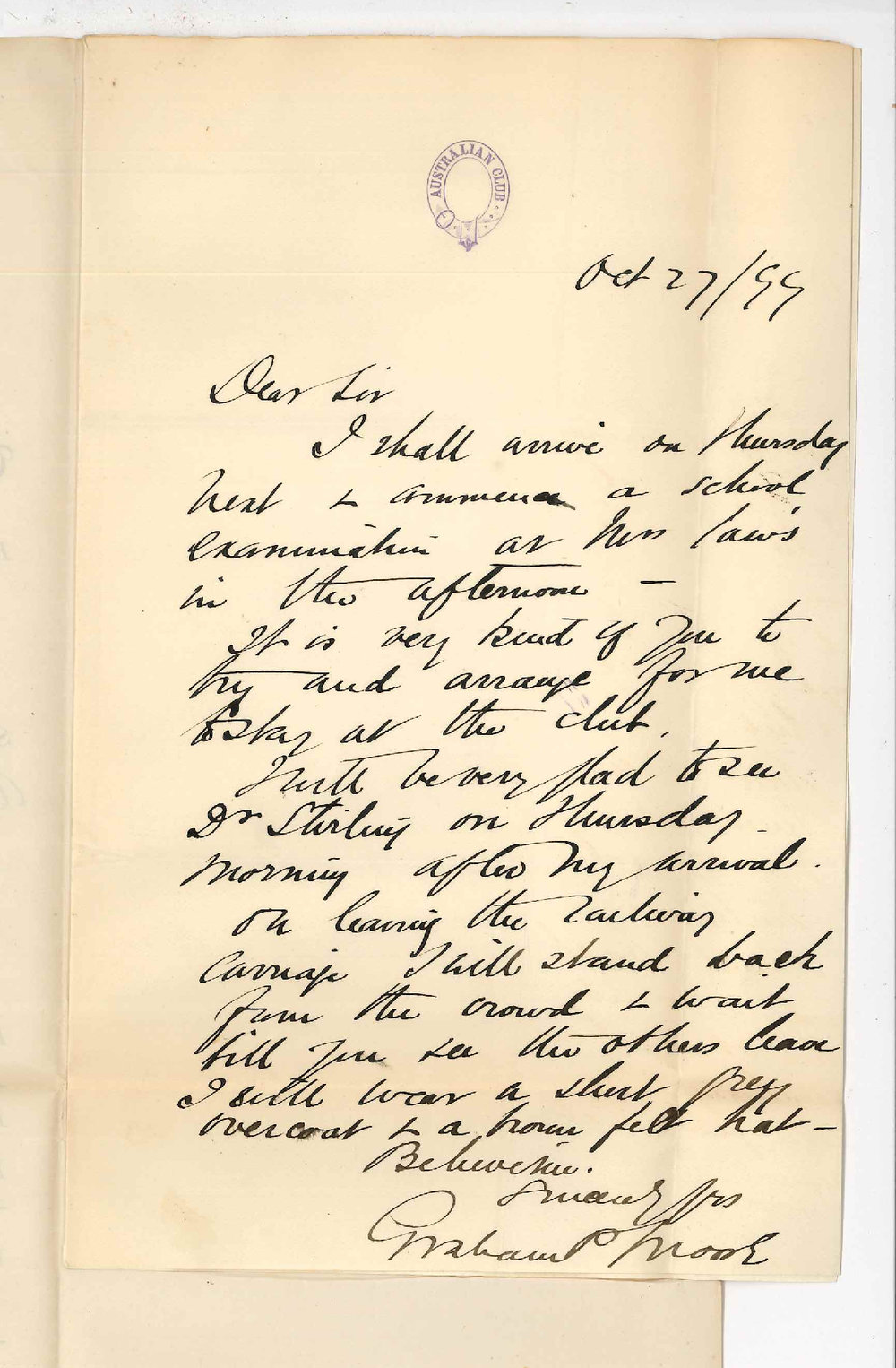 Graham P Moore - Melbourne - Date of arrival in Adelaide