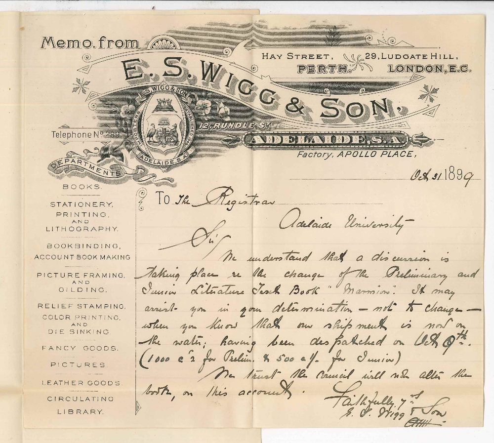 E S Wigg and Son - Adelaide - Textbook in Junior and Preliminary Examinations