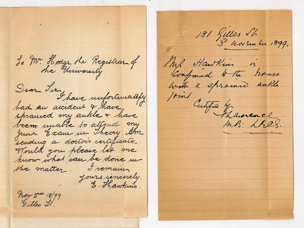 Miss E Hawkins - Adelaide - Withdrawing from Music Examination