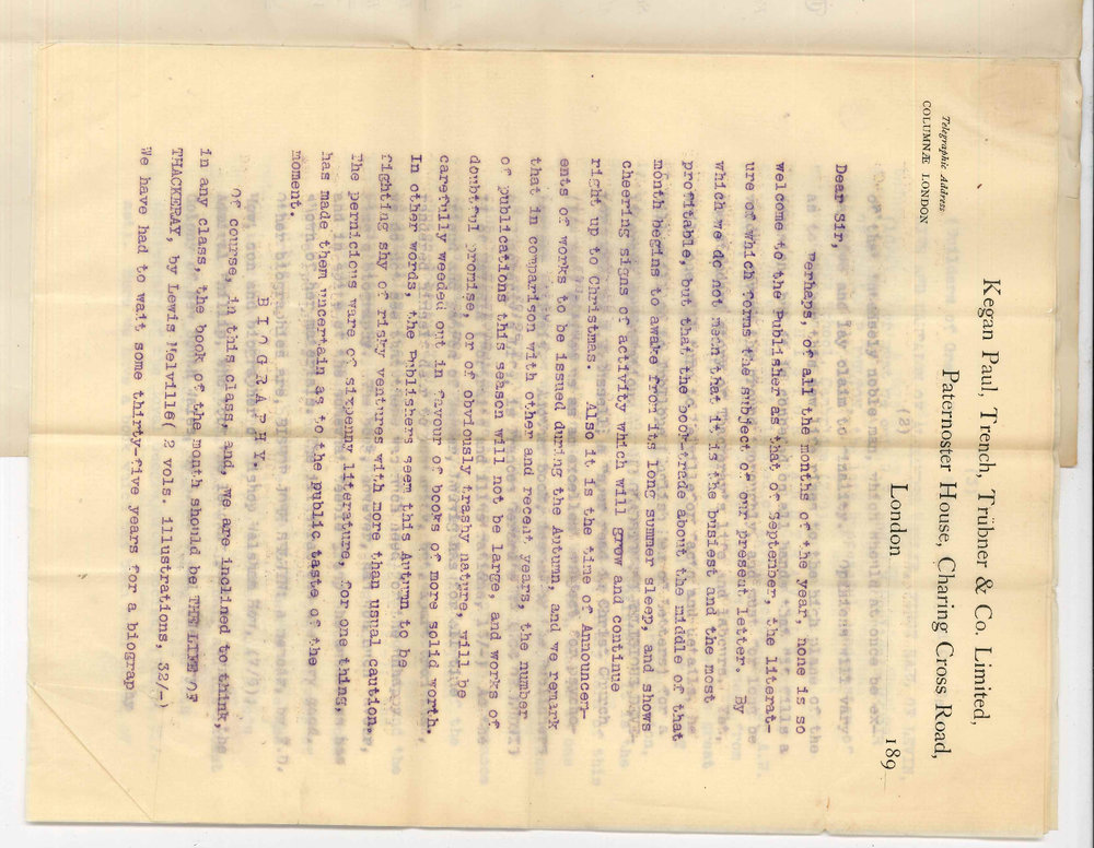 Kegan Paul and Trench and Trubner and Company Limited - London - Publications during September