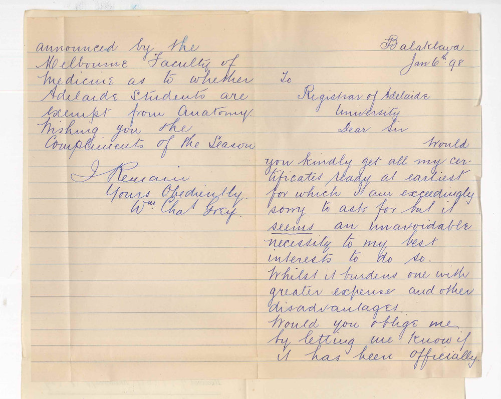 William Charles Grey - Balaklava - Request for Medical Certificates