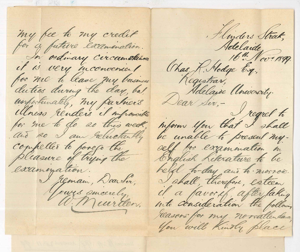 W Muirden - Adelaide - Withdrawing from Higher Public Examination